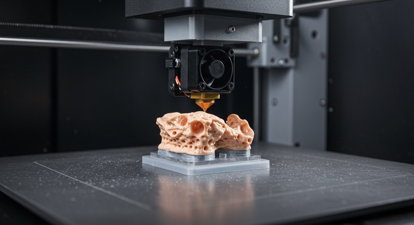 (реалистичная фотография) (Не используй текст и буквы на изображении) : 3d печать, Печать медицинских моделей послойно