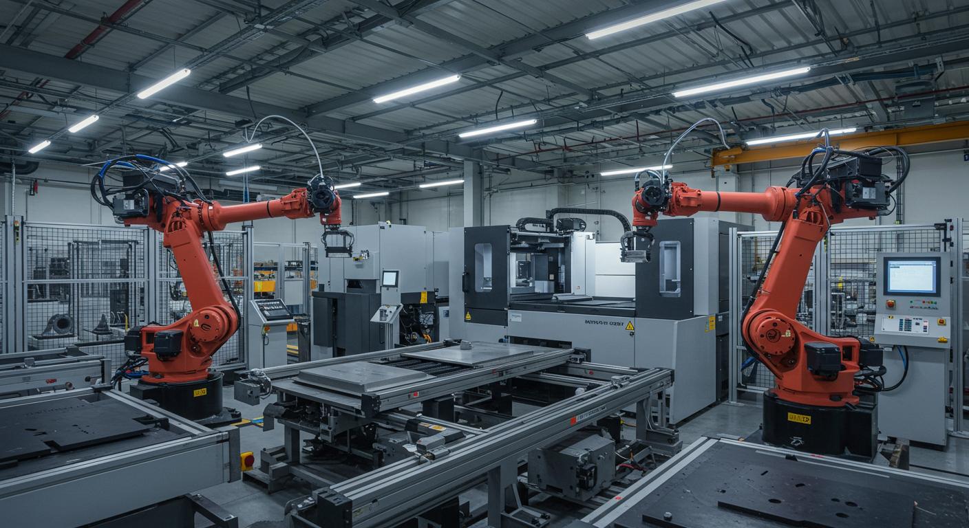 (реалистичная фотография) (Не используй текст и буквы на изображении) : 3d печать, 3D-печать в роботизированных фабриках