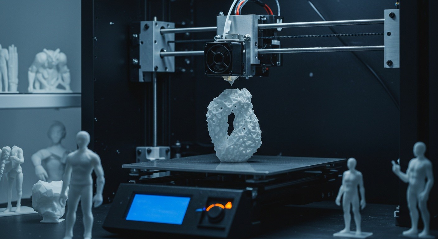 (реалистичная фотография) (Не используй текст и буквы на изображении) : 3d печать, Создание уникальных деталей и фигур методом 3D-печати