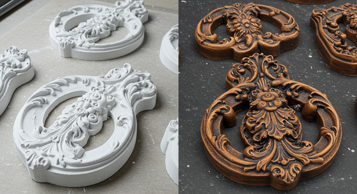 Процесс изготовления гипсовой фигурки с патинированием Декоративная гипсовая фигурка с патинированием