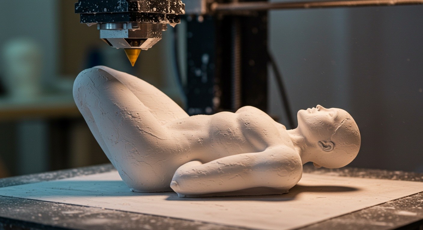 Процесс окраски гипсовой фигурки