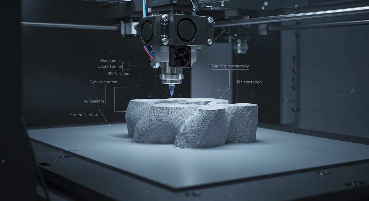 (реалистичная фотография) (Не используй текст и буквы на изображении) : 3d печать, Послойная печать и датчики контроля качества