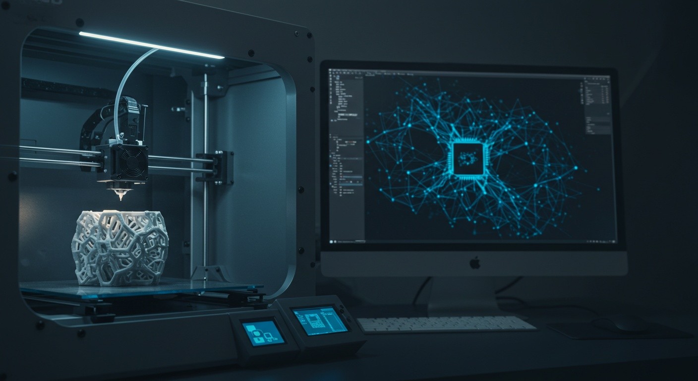 (реалистичная фотография) (Не используй текст и буквы на изображении) : 3d печать, 3D-печать и нейросети