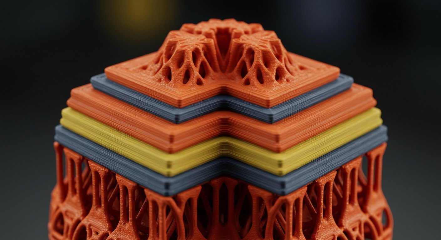 (реалистичная фотография) (Не используй текст и буквы на изображении) : 3d печать, Послойная печать и высокотемпературные полимеры