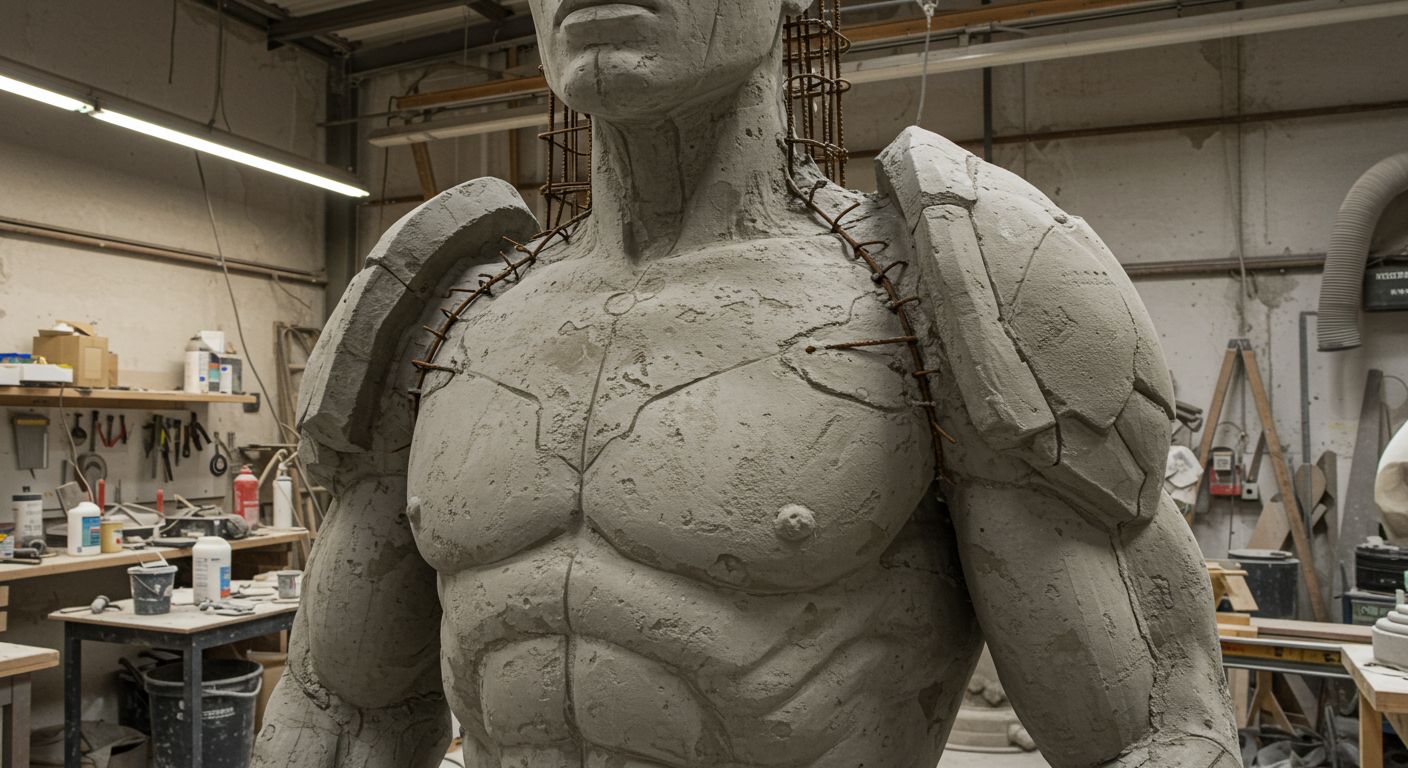 Изготовление армированной бетонной статуи