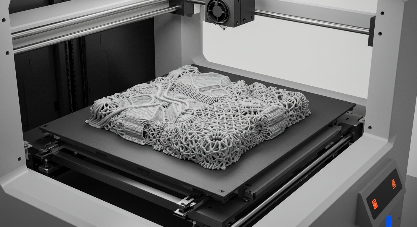 (реалистичная фотография) (Не используй текст и буквы на изображении) : 3d печать, Печать текстиля