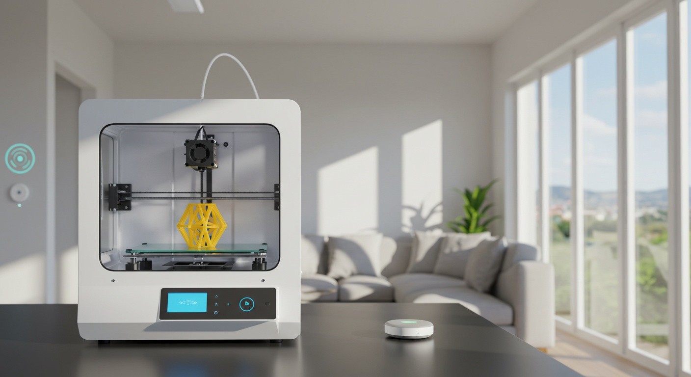 (реалистичная фотография) (Не используй текст и буквы на изображении) : 3d печать, 3D-печать и умный дом