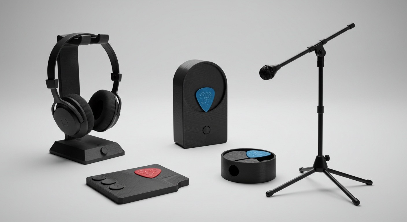 (реалистичная фотография) (Не используй текст и буквы на изображении) : 3d печать, Напечатанные музыкальные аксессуары