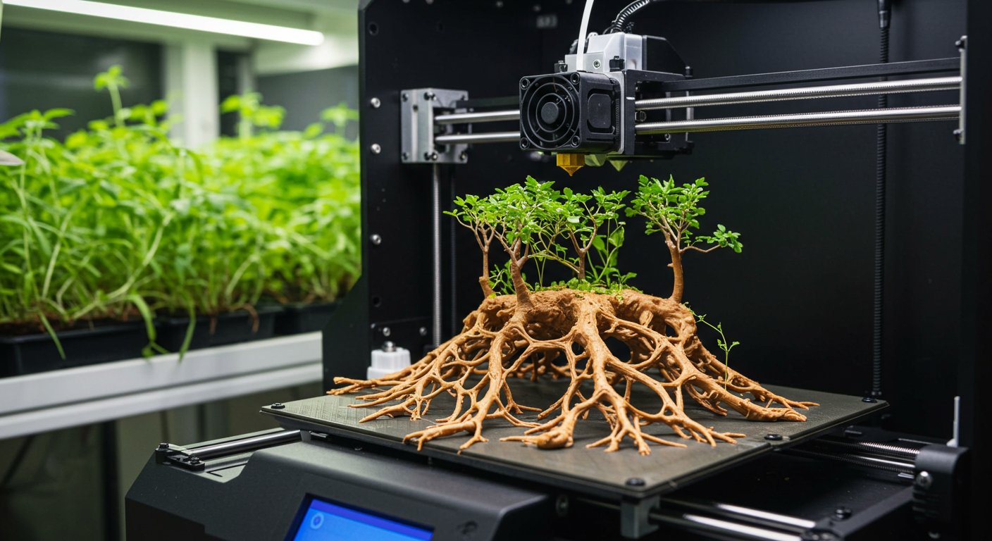 (реалистичная фотография) (Не используй текст и буквы на изображении) : 3d печать, 3D-печать и восстановление экосистем