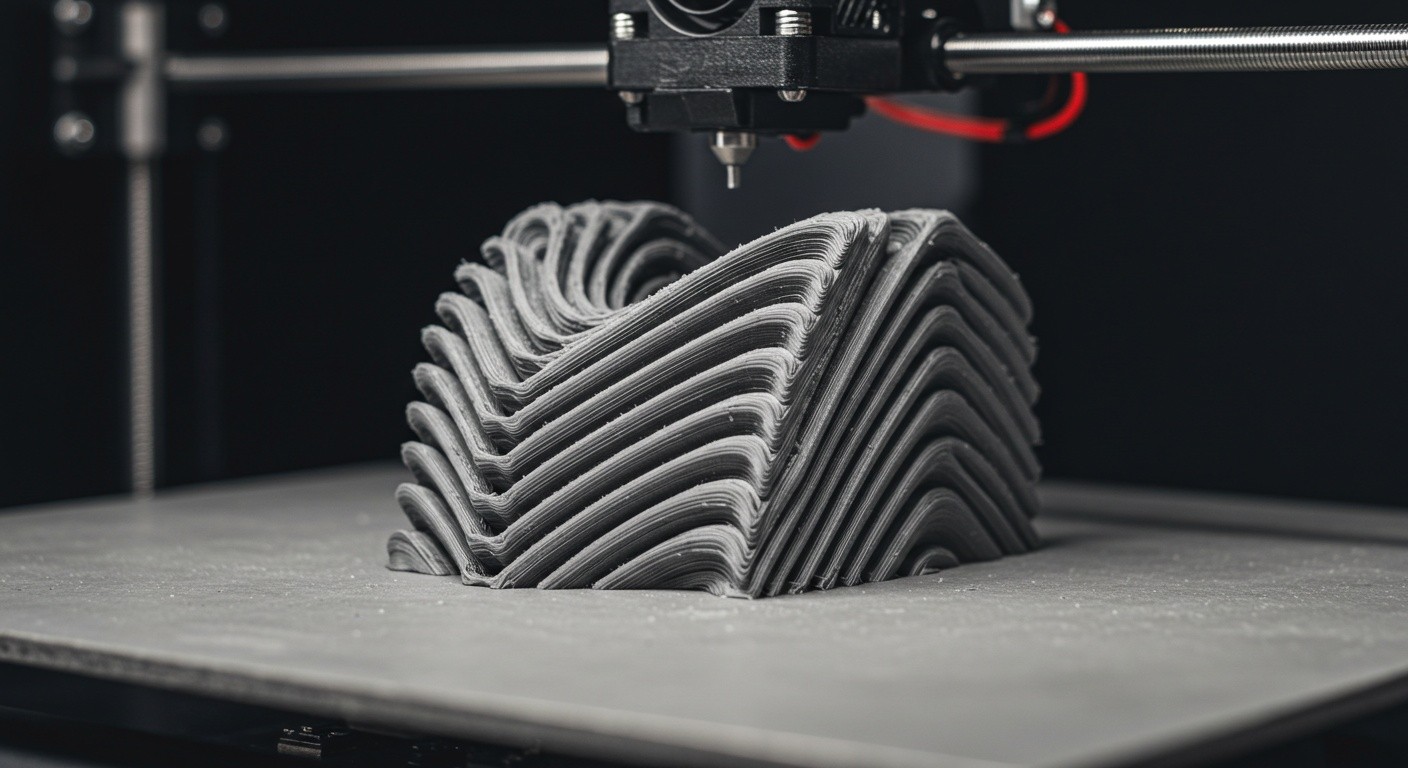 (реалистичная фотография) (Не используй текст и буквы на изображении) : 3d печать, Печать деталей с изменением ориентации слоя