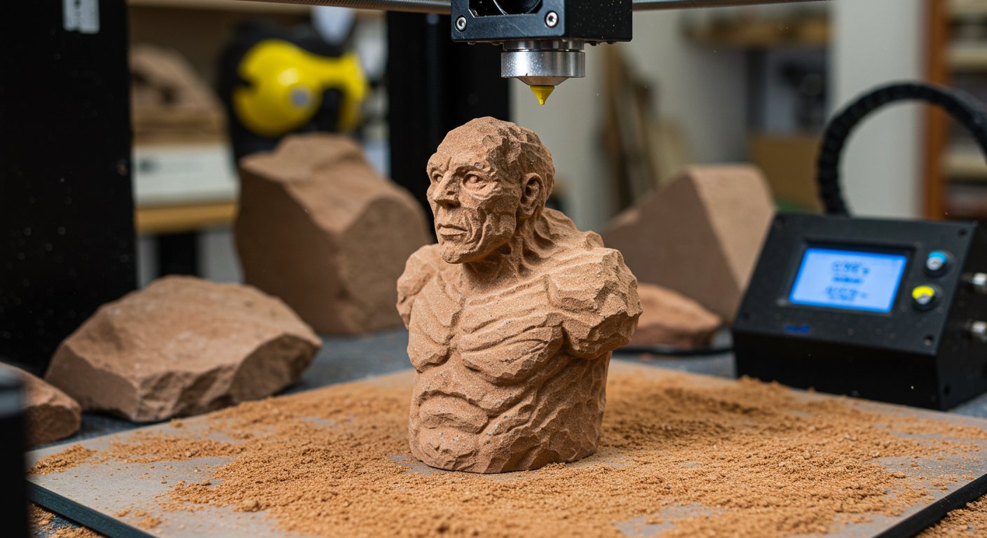 Фигурка из натурального и искусственного камня в процессе изготовления