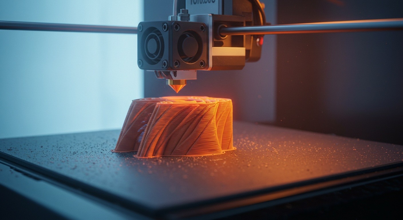 (реалистичная фотография) (Не используй текст и буквы на изображении) : 3d печать, Послойная печать и синхронизация экструдеров