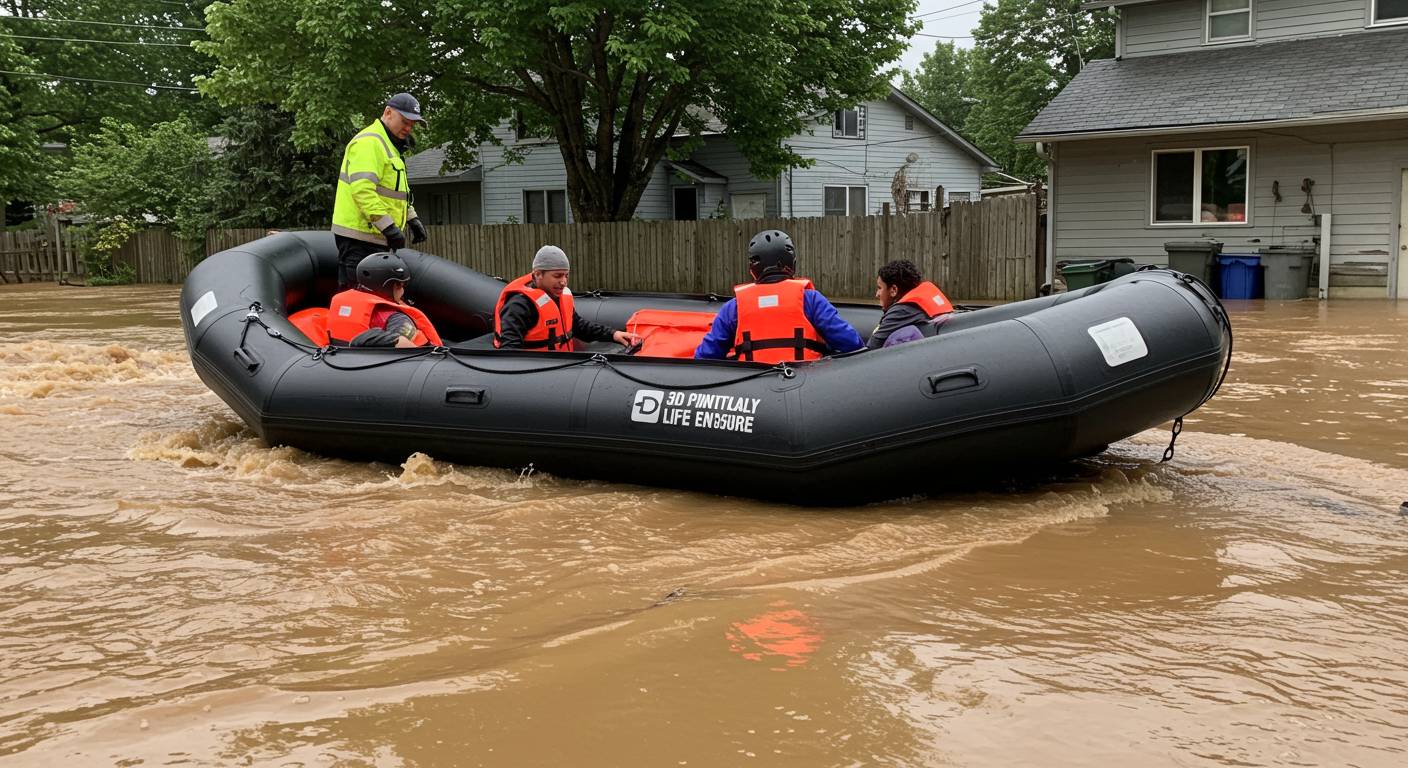 (реалистичная фотография) (Не используй текст и буквы на изображении) : 3d печать, 3D-печать в спасательных операциях