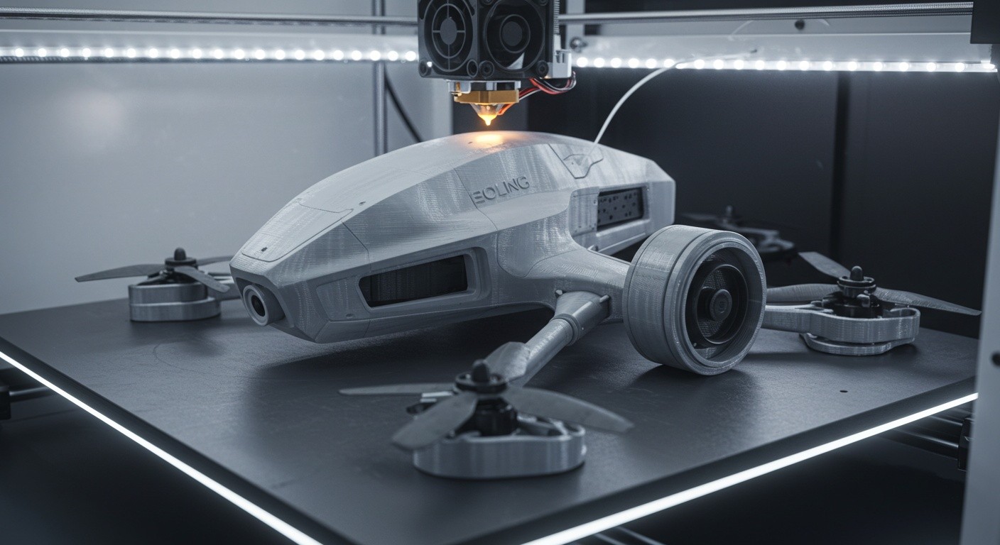 (реалистичная фотография) (Не используй текст и буквы на изображении) : 3d печать, Печать автономных дронов