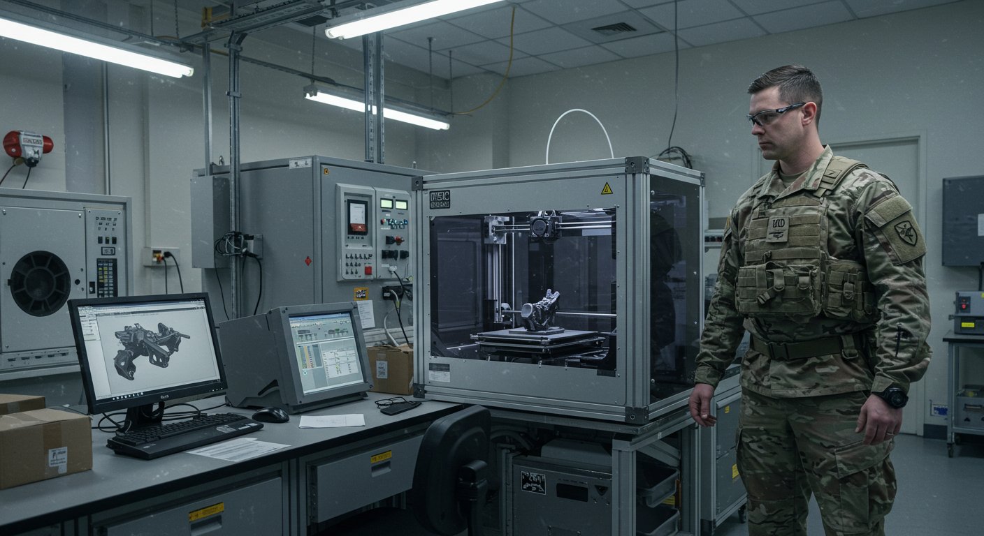 (реалистичная фотография) (Не используй текст и буквы на изображении) : 3d печать, Военные технологии и 3D-печать