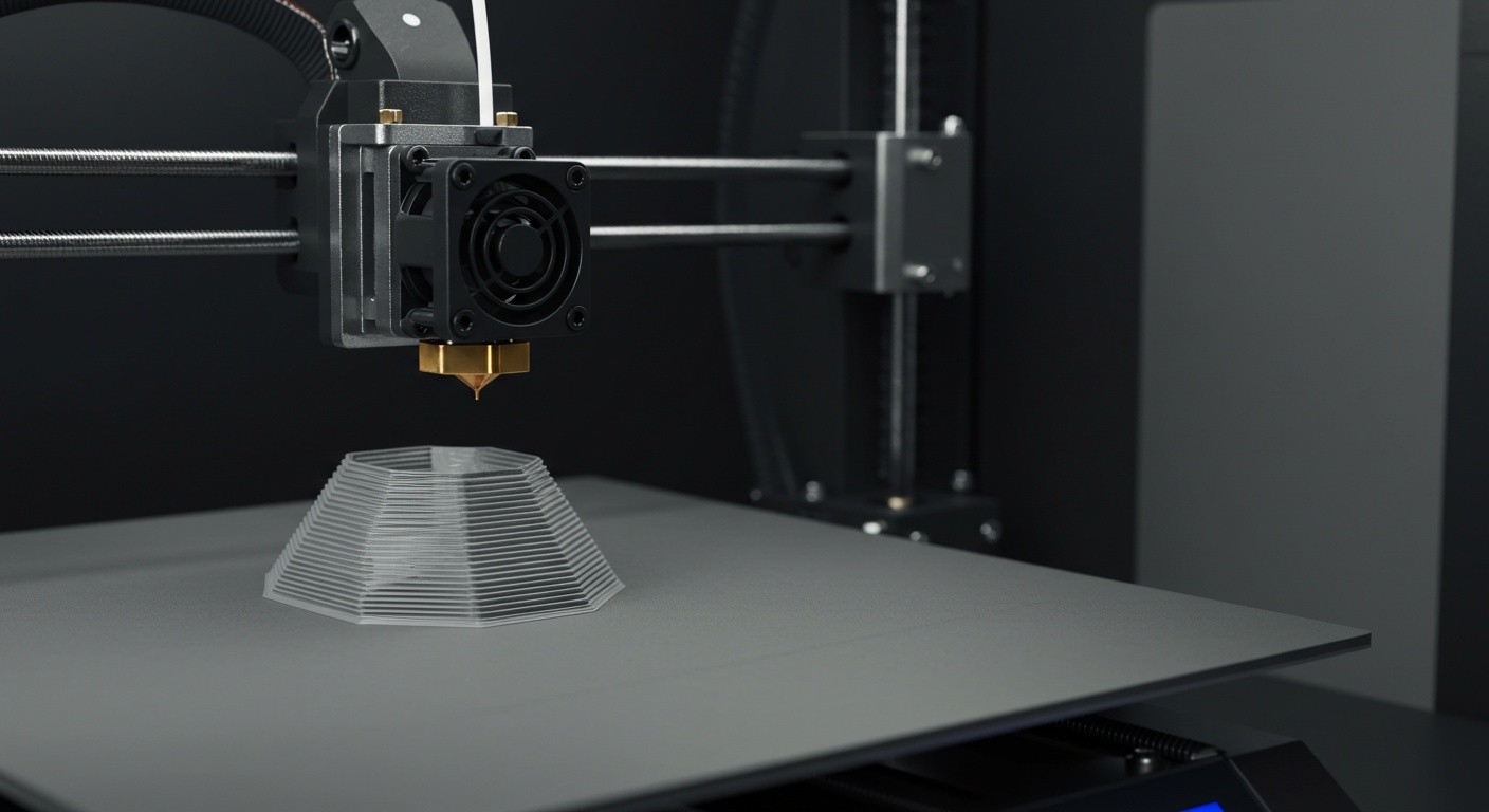 (реалистичная фотография) (Не используй текст и буквы на изображении) : 3d печать, Послойная печать и контроль параметров первого слоя