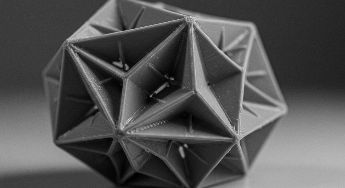 (реалистичная фотография) (Не используй текст и буквы на изображении) : 3d печать, Печать сложных углов без поддержек