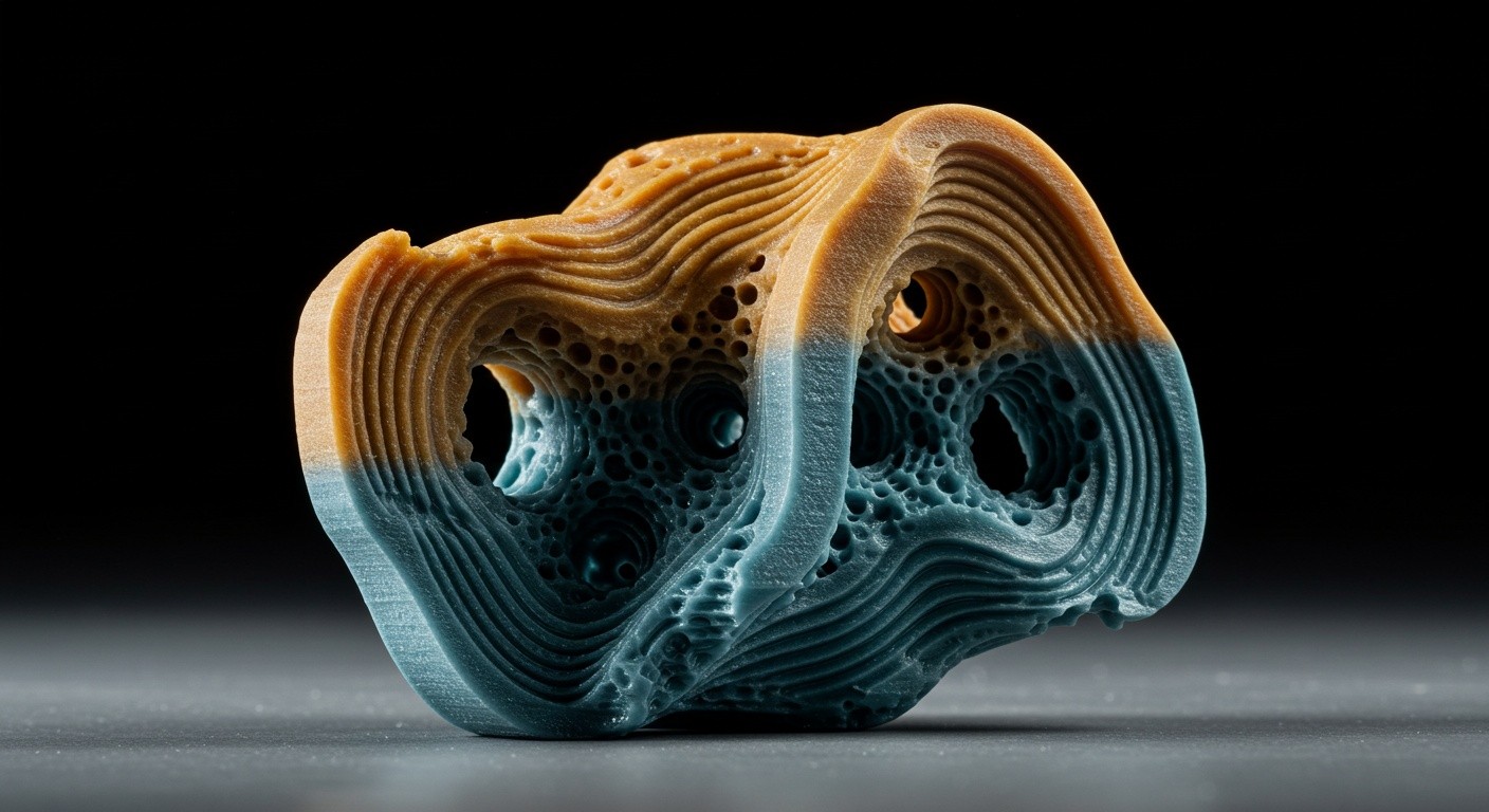 (реалистичная фотография) (Не используй текст и буквы на изображении) : 3d печать, Печать изделий с разной плотностью в одном объекте