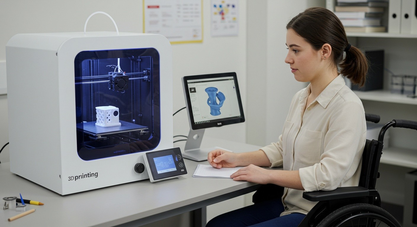 (реалистичная фотография) (Не используй текст и буквы на изображении) : 3d печать, Печать оборудования для инвалидов
