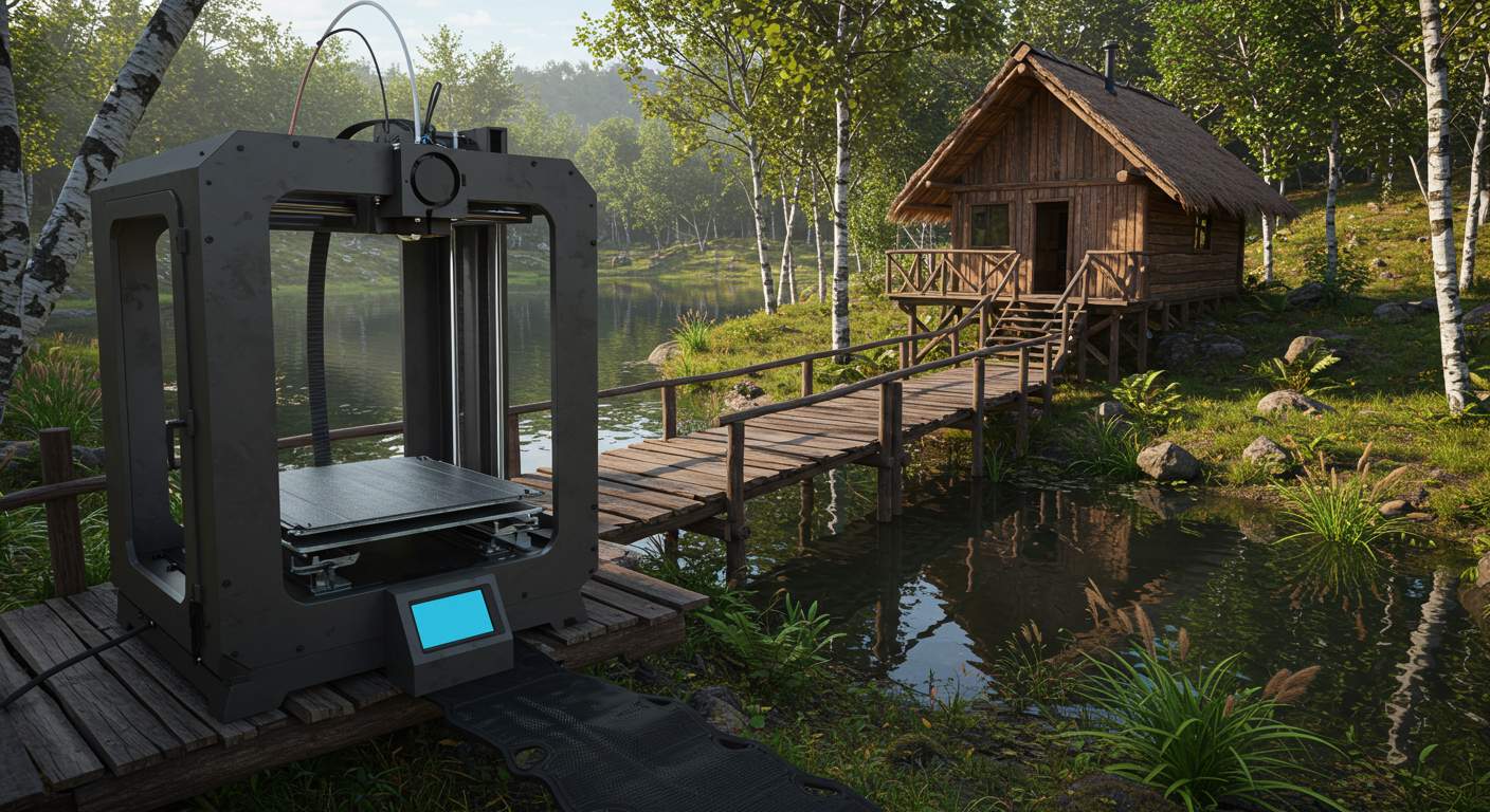 (реалистичная фотография) (Не используй текст и буквы на изображении) : 3d печать, 3D-печать в экотуризме