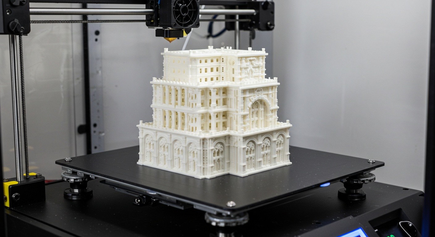 (реалистичная фотография) (Не используй текст и буквы на изображении) : 3d печать, Печать многоуровневых объектов послойно