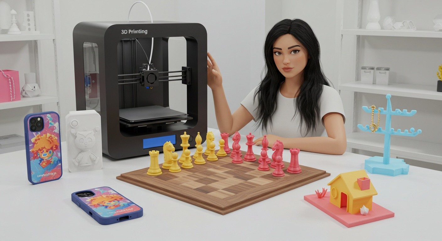 (реалистичная фотография) (Не используй текст и буквы на изображении) : 3d печать, Создание уникальных подарков с помощью 3D-печати
