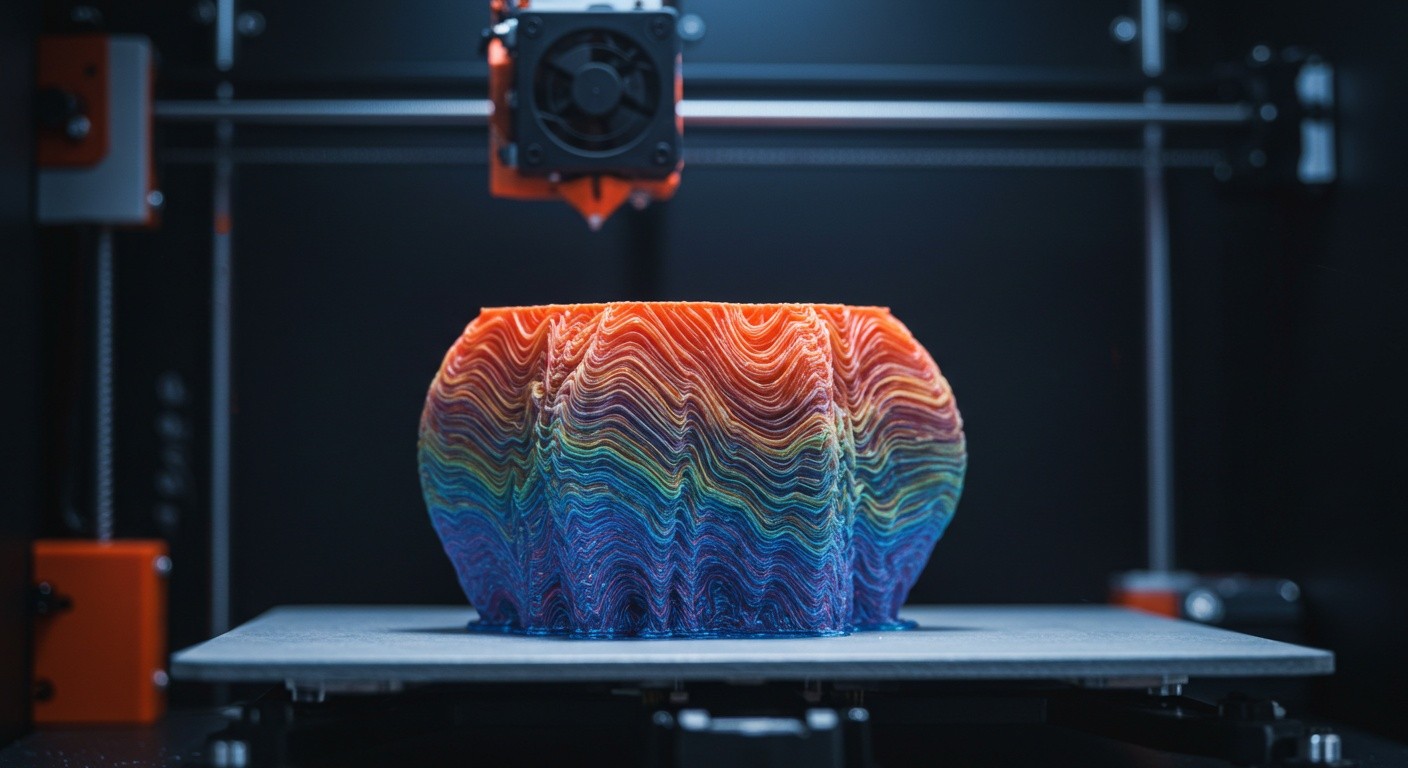 (реалистичная фотография) (Не используй текст и буквы на изображении) : 3d печать, Послойная печать и температурные профили