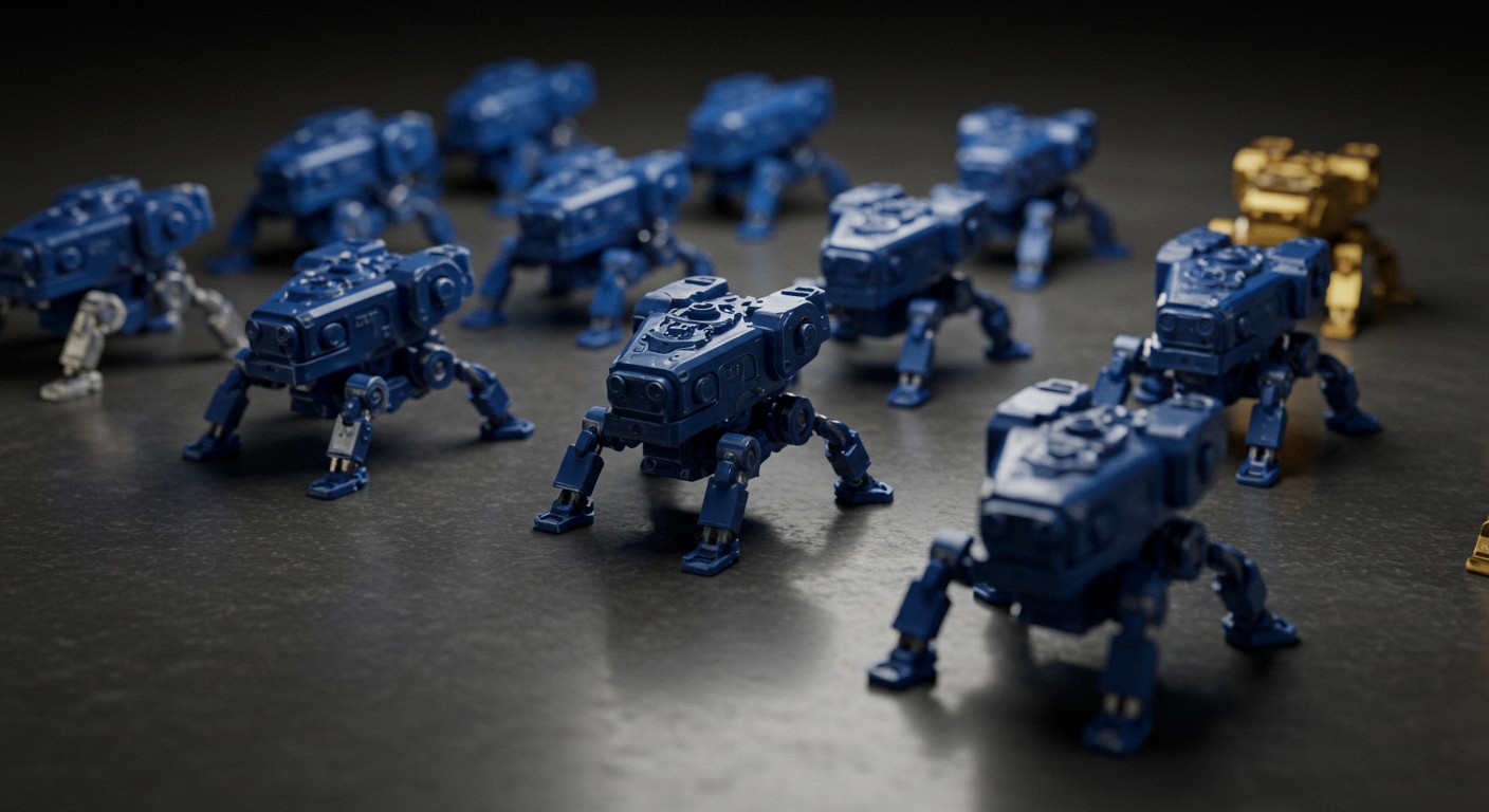 (реалистичная фотография) (Не используй текст и буквы на изображении) : 3d печать, Напечатанные мини-роботы