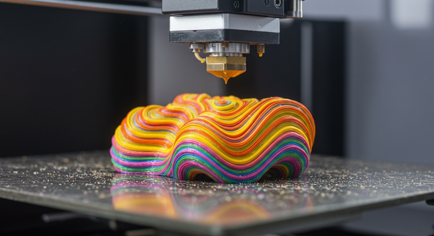 (реалистичная фотография) (Не используй текст и буквы на изображении) : 3d печать, Печать композитных материалов послойно