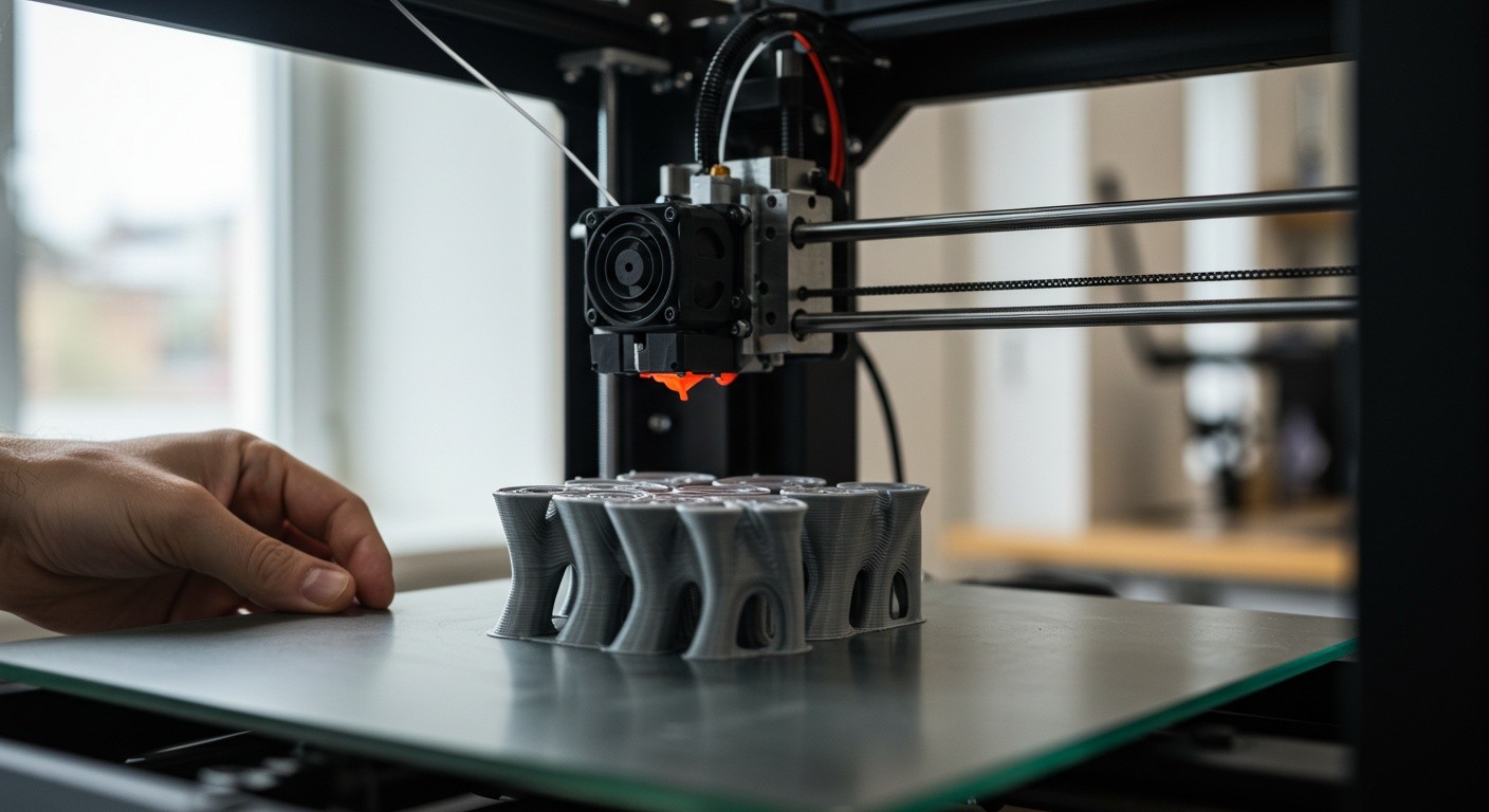(реалистичная фотография) (Не используй текст и буквы на изображении) : 3d печать, Послойная печать и проверка точности слайсинга