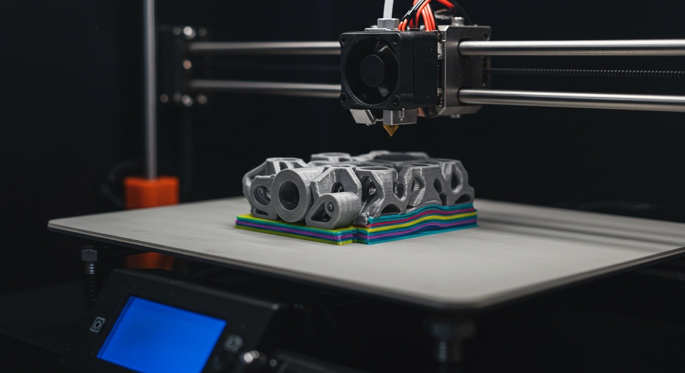 (реалистичная фотография) (Не используй текст и буквы на изображении) : 3d печать, Печать многофункциональных моделей послойно