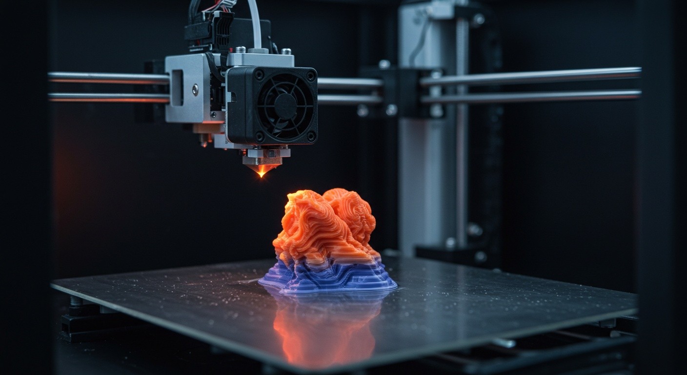 (реалистичная фотография) (Не используй текст и буквы на изображении) : 3d печать, Послойная печать и использование оптических датчиков