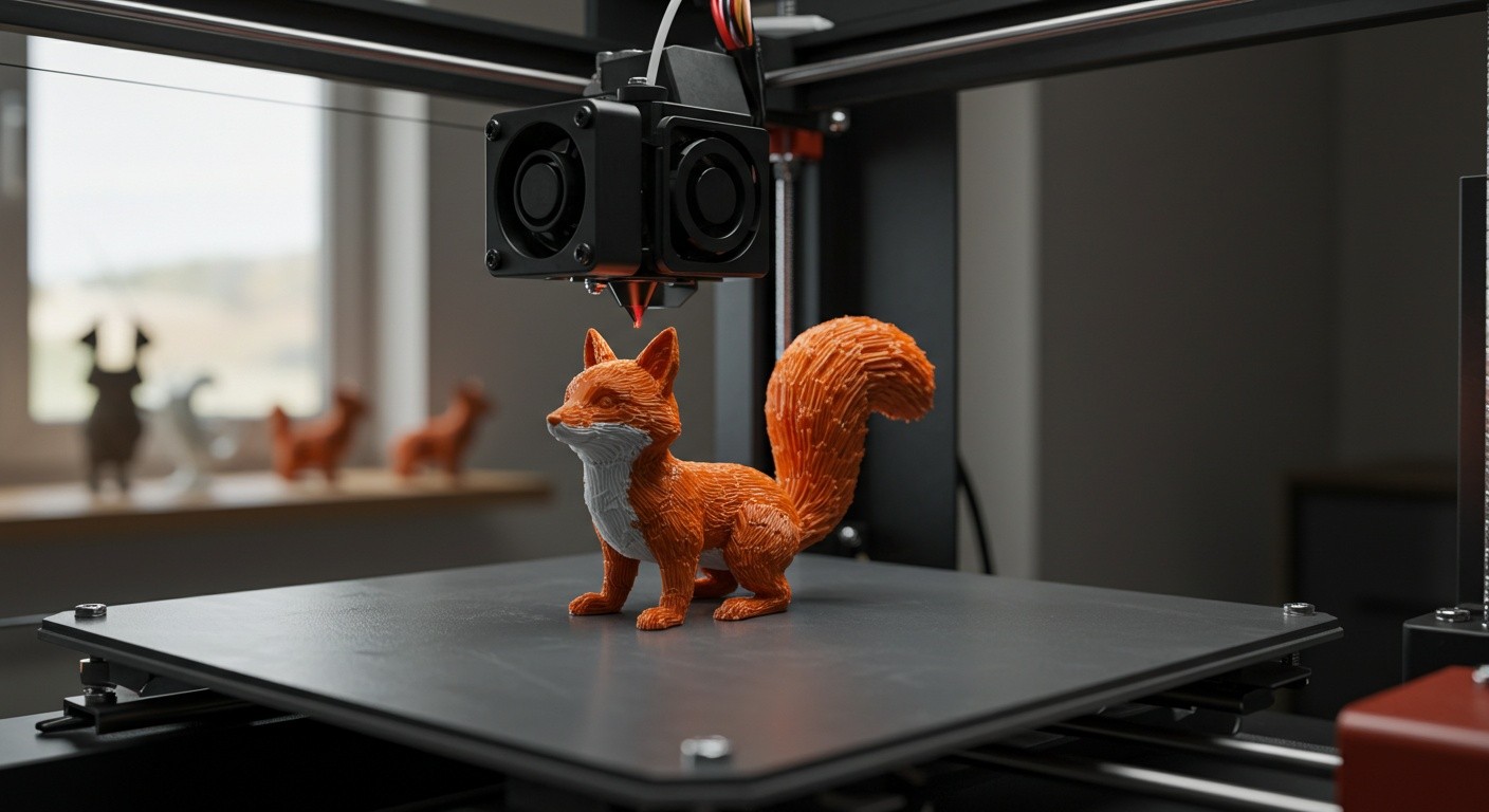 (реалистичная фотография) (Не используй текст и буквы на изображении) : 3d печать, Создание фигурок животных на 3D-принтере