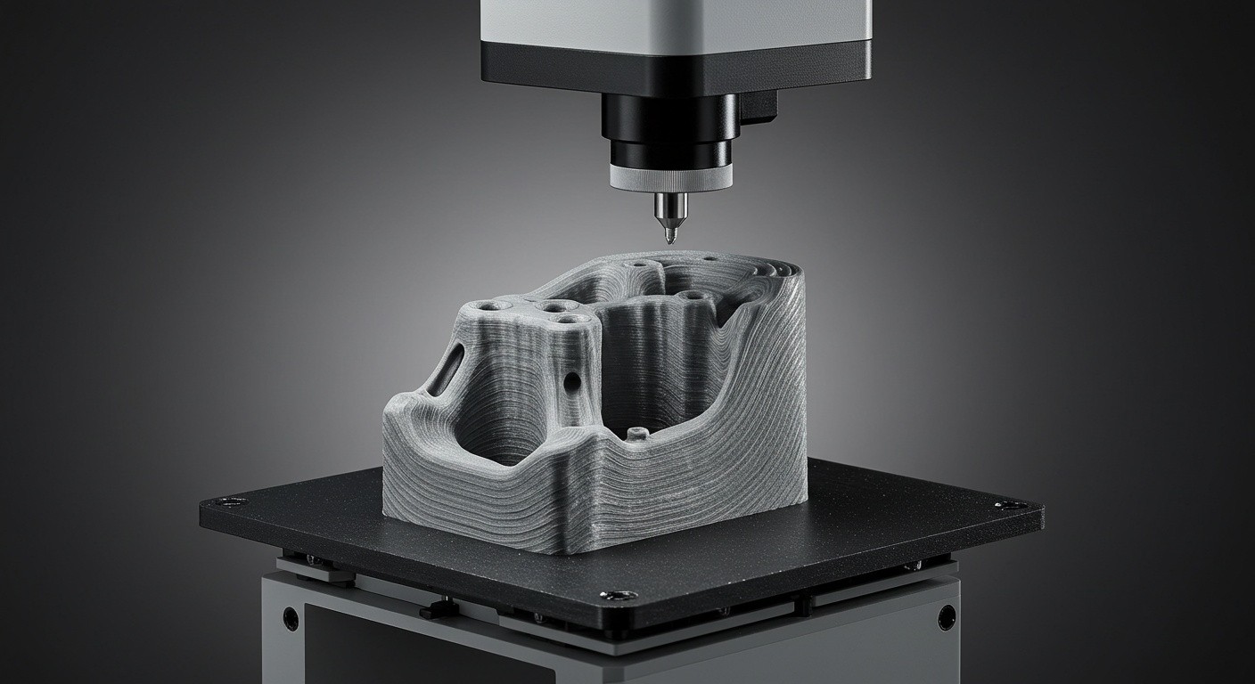 (реалистичная фотография) (Не используй текст и буквы на изображении) : 3d печать, Послойная печать и автоматическое удаление поддержек