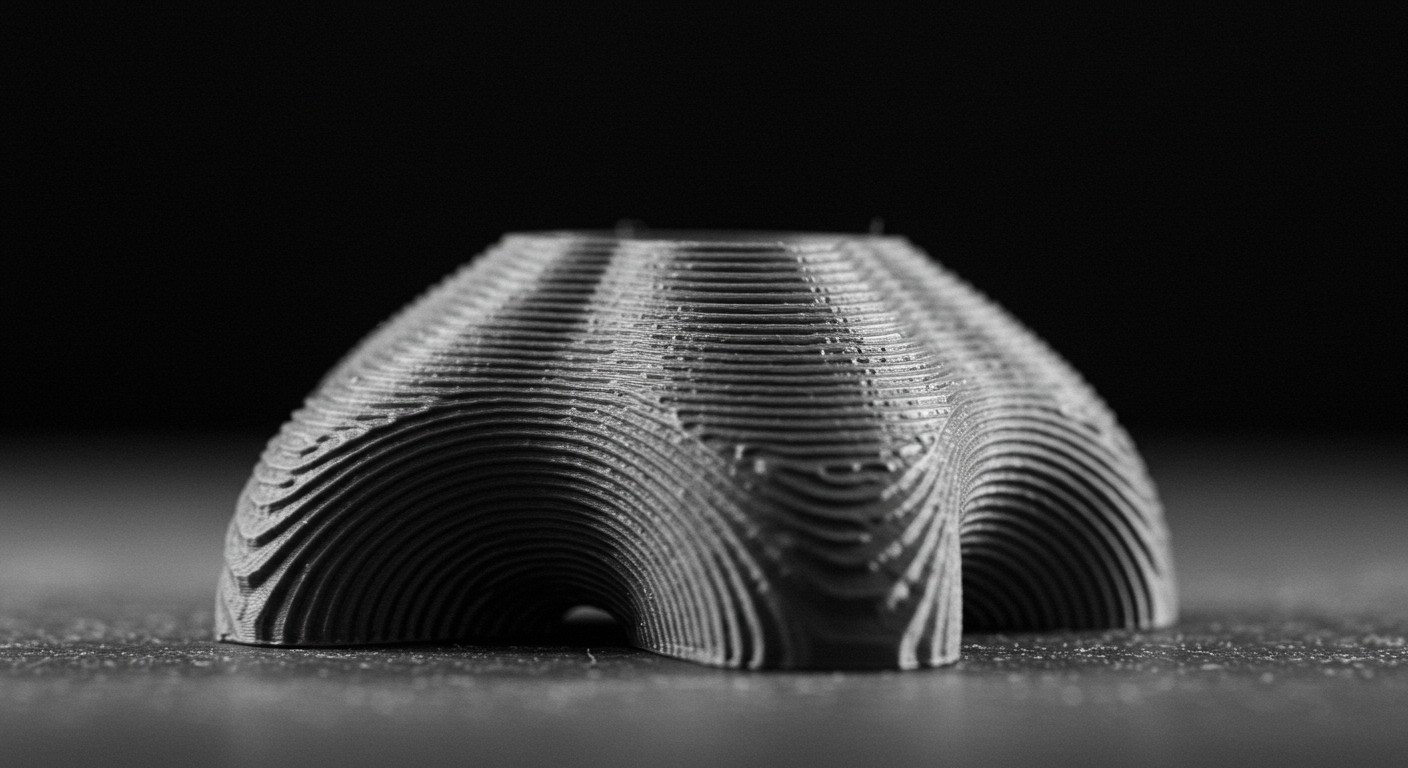 (реалистичная фотография) (Не используй текст и буквы на изображении) : 3d печать, Послойная печать и программная компенсация ошибок