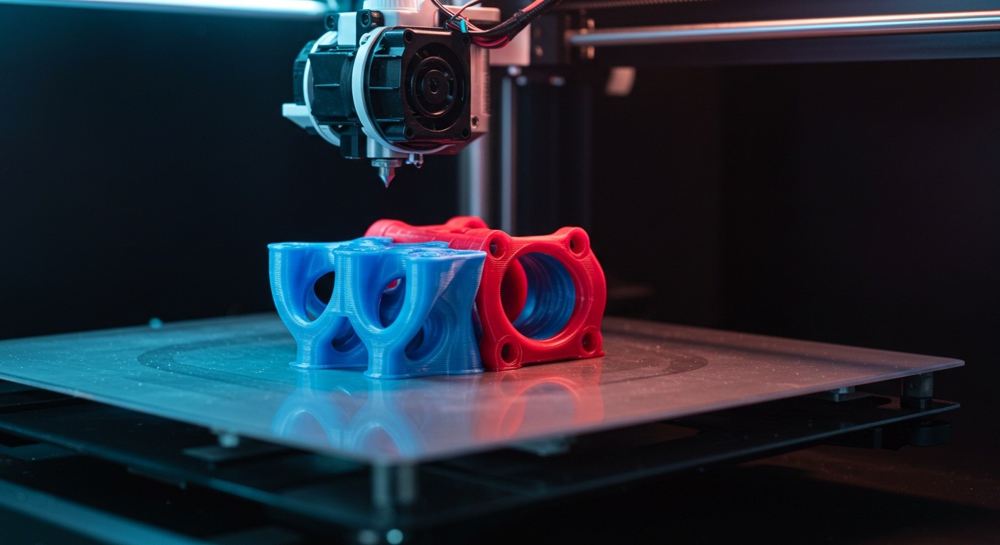 (реалистичная фотография) (Не используй текст и буквы на изображении) : 3d печать, Печать многокомпонентных деталей послойно