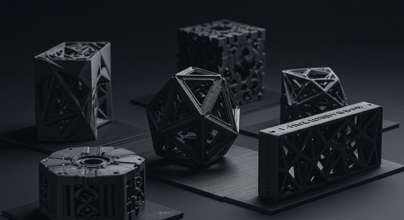 (реалистичная фотография) (Не используй текст и буквы на изображении) : 3d печать, Напечатанные конструкции для выставок