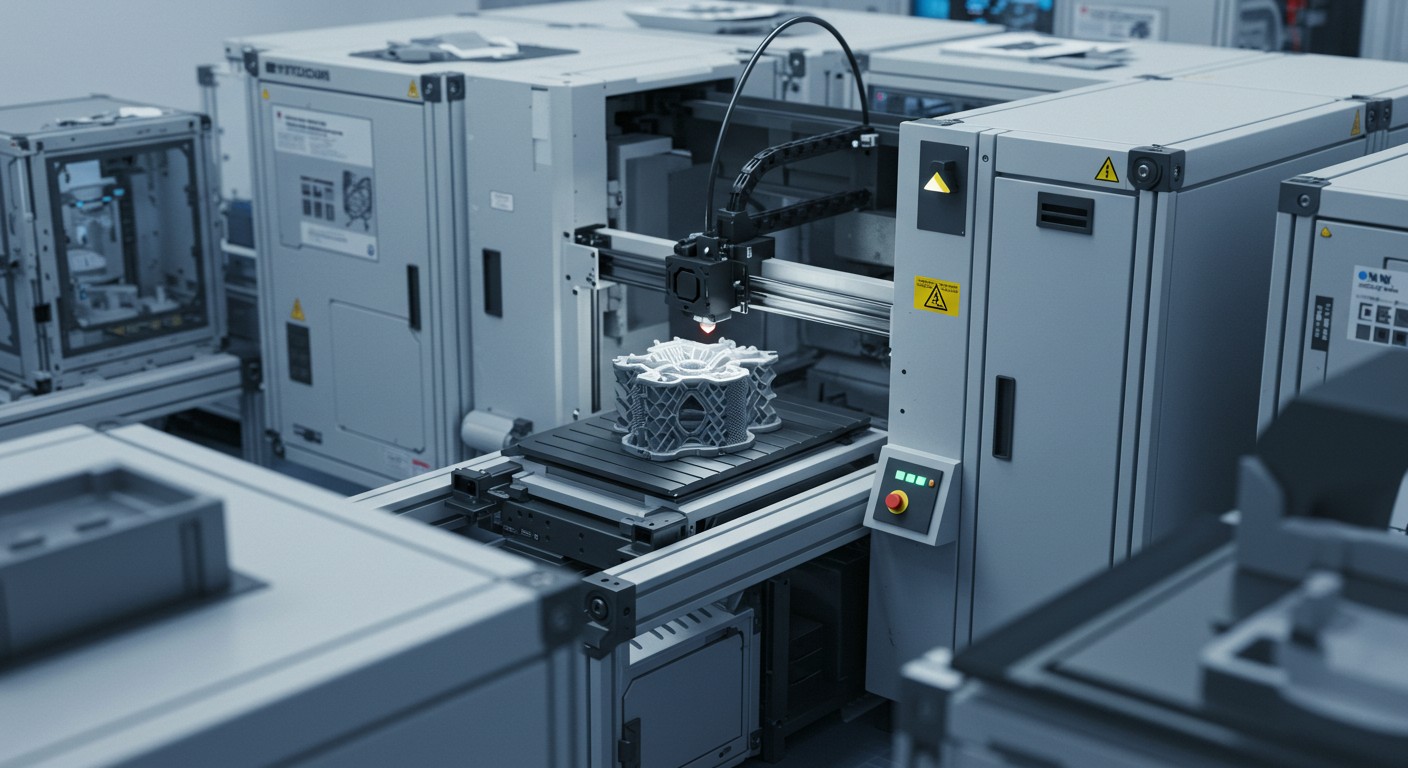 (реалистичная фотография) (Не используй текст и буквы на изображении) : 3d печать, 3D-печать и модульные фабрики