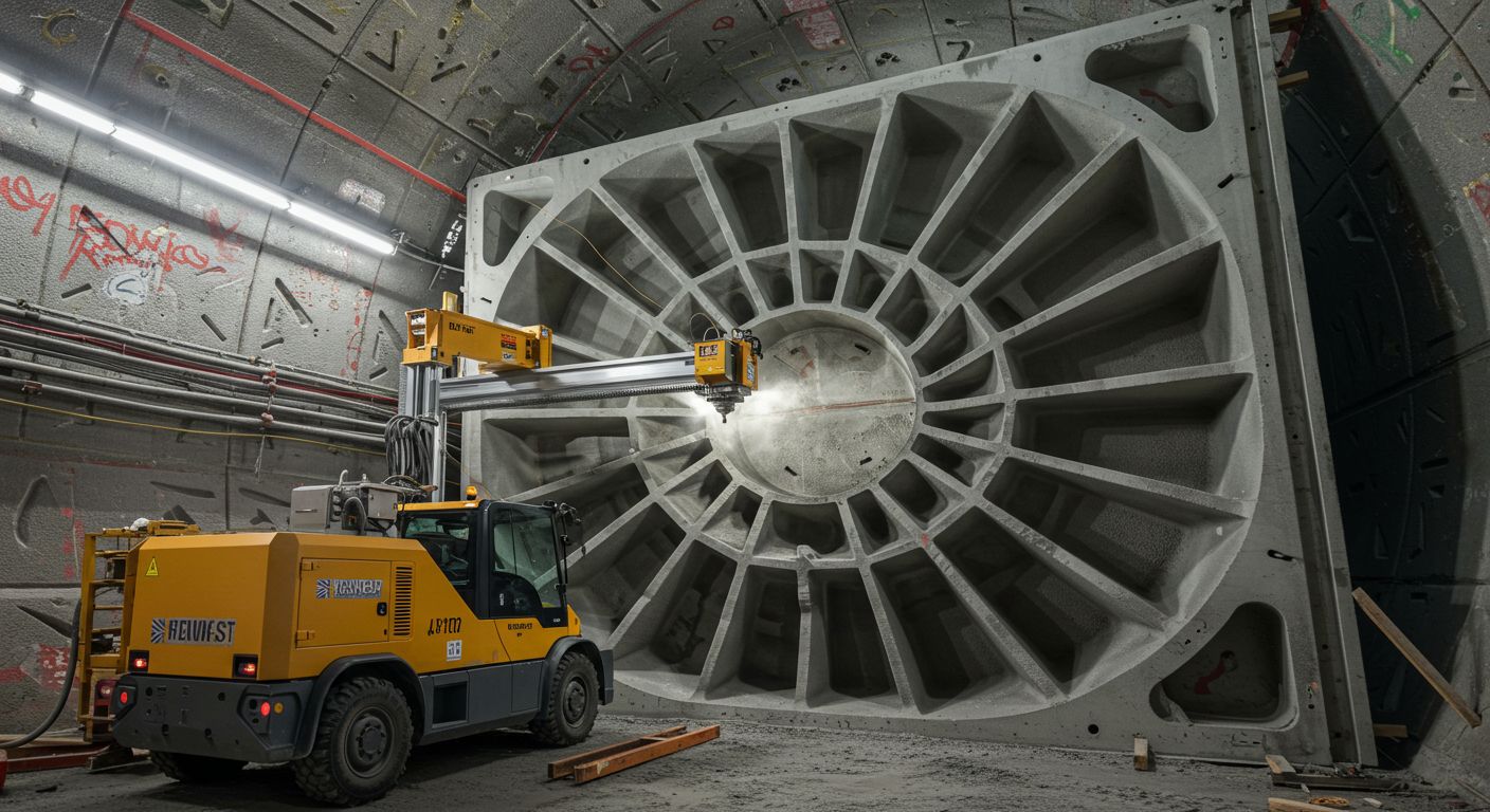 (реалистичная фотография) (Не используй текст и буквы на изображении) : 3d печать, 3D-печать в транспортной инфраструктуре