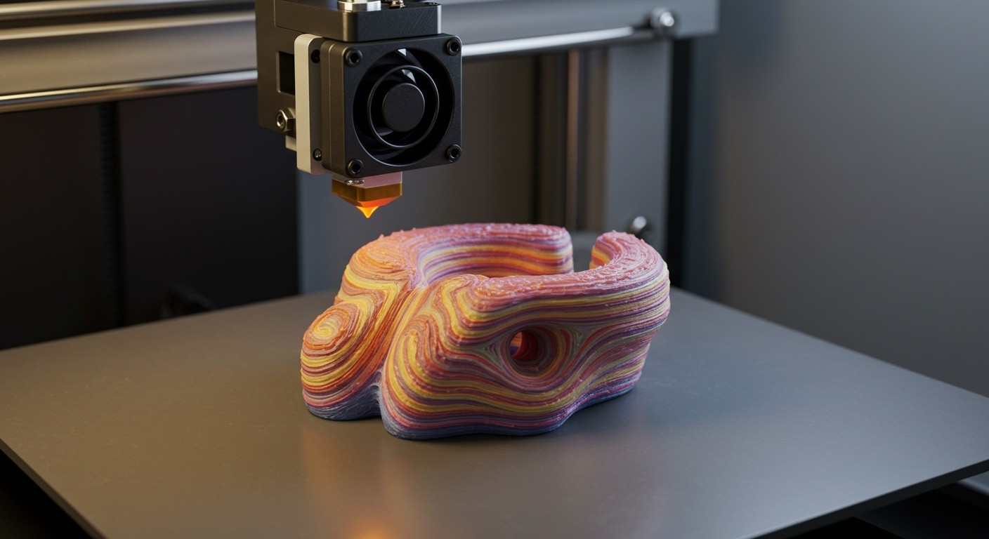 Печать объектов с чередованием материалов послойно