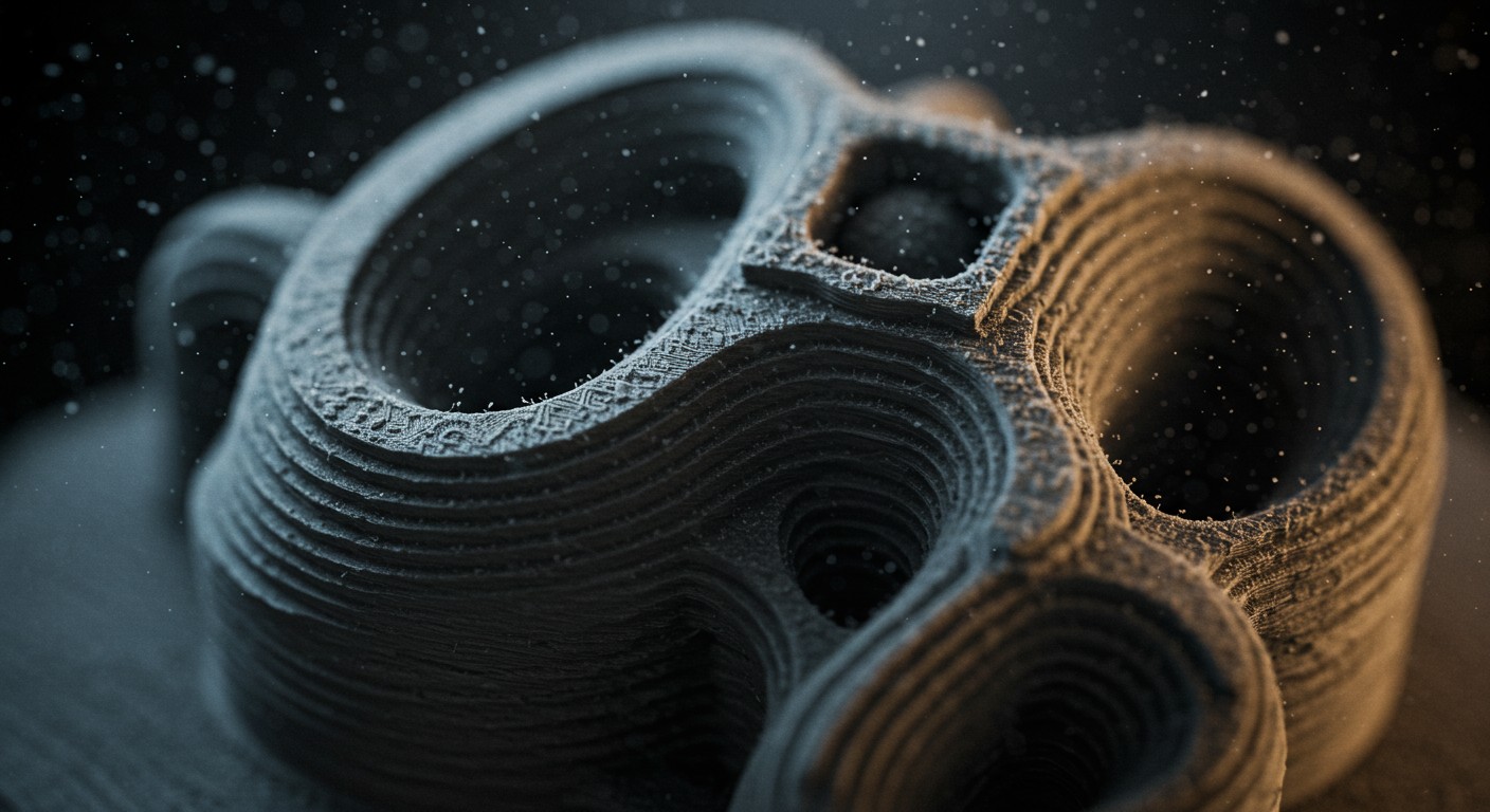 (реалистичная фотография) (Не используй текст и буквы на изображении) : 3d печать, Послойная печать и защита от пылевых включений