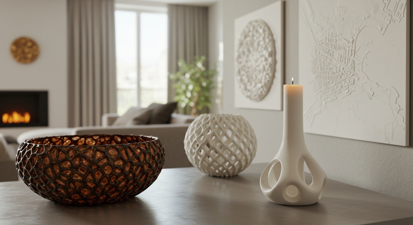 (реалистичная фотография) (Не используй текст и буквы на изображении) : 3d печать, Печать объектов для интерьеров