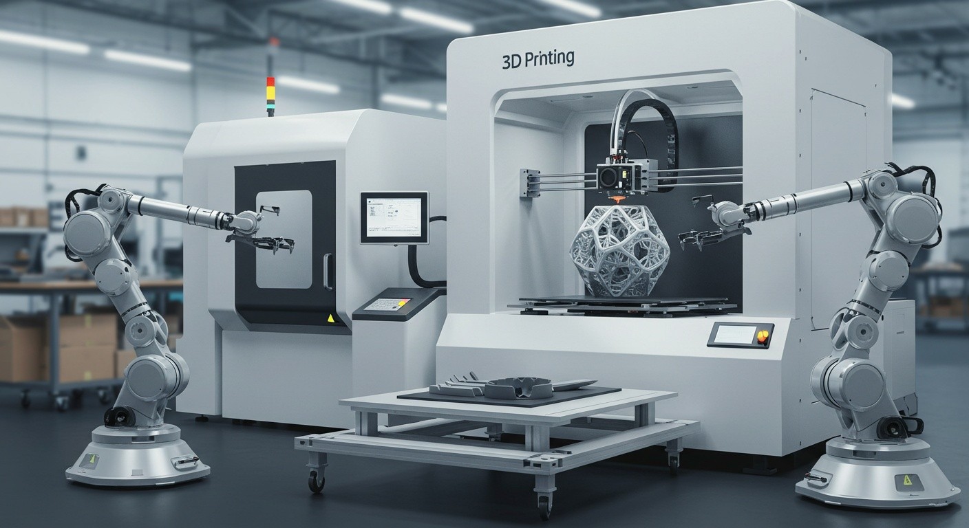 (реалистичная фотография) (Не используй текст и буквы на изображении) : 3d печать, 3D-печать и автономные роботы