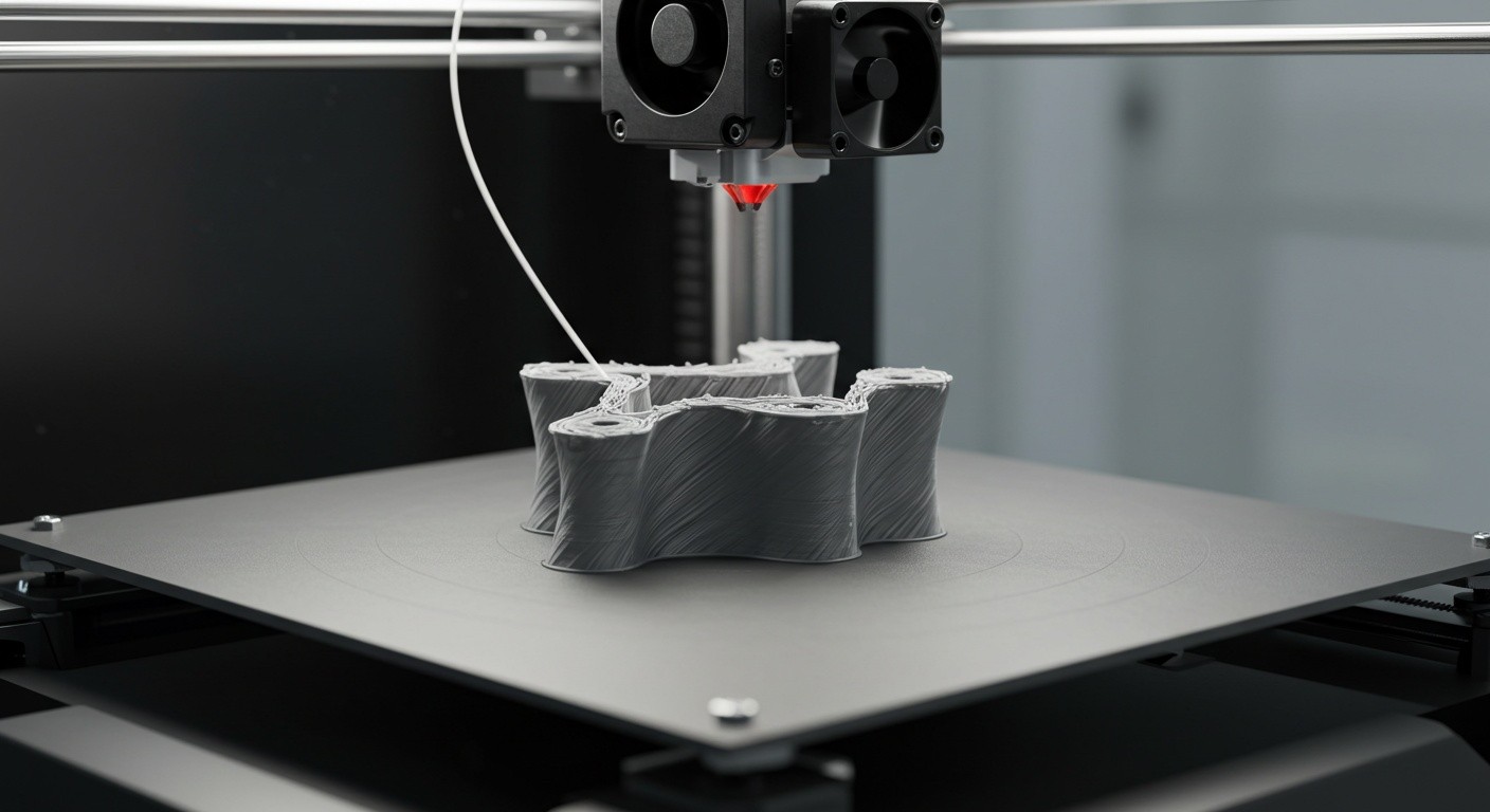 (реалистичная фотография) (Не используй текст и буквы на изображении) : 3d печать, Печать перерабатываемых изделий