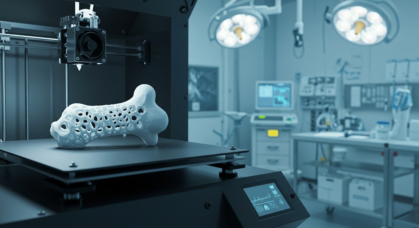 (реалистичная фотография) (Не используй текст и буквы на изображении) : 3d печать, 3D-печать и будущее медицины