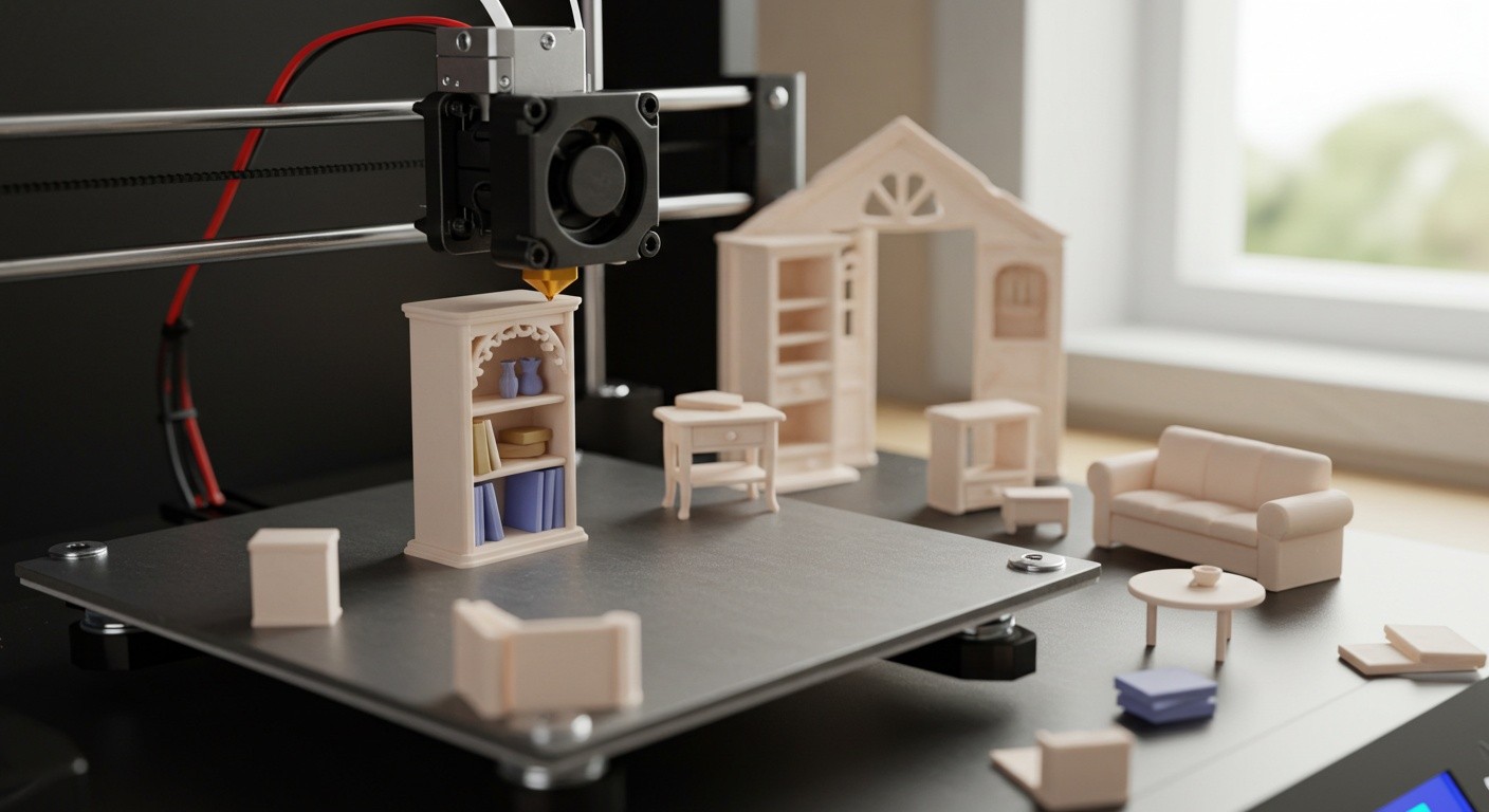3D-печатная кукольная мебель в миниатюре