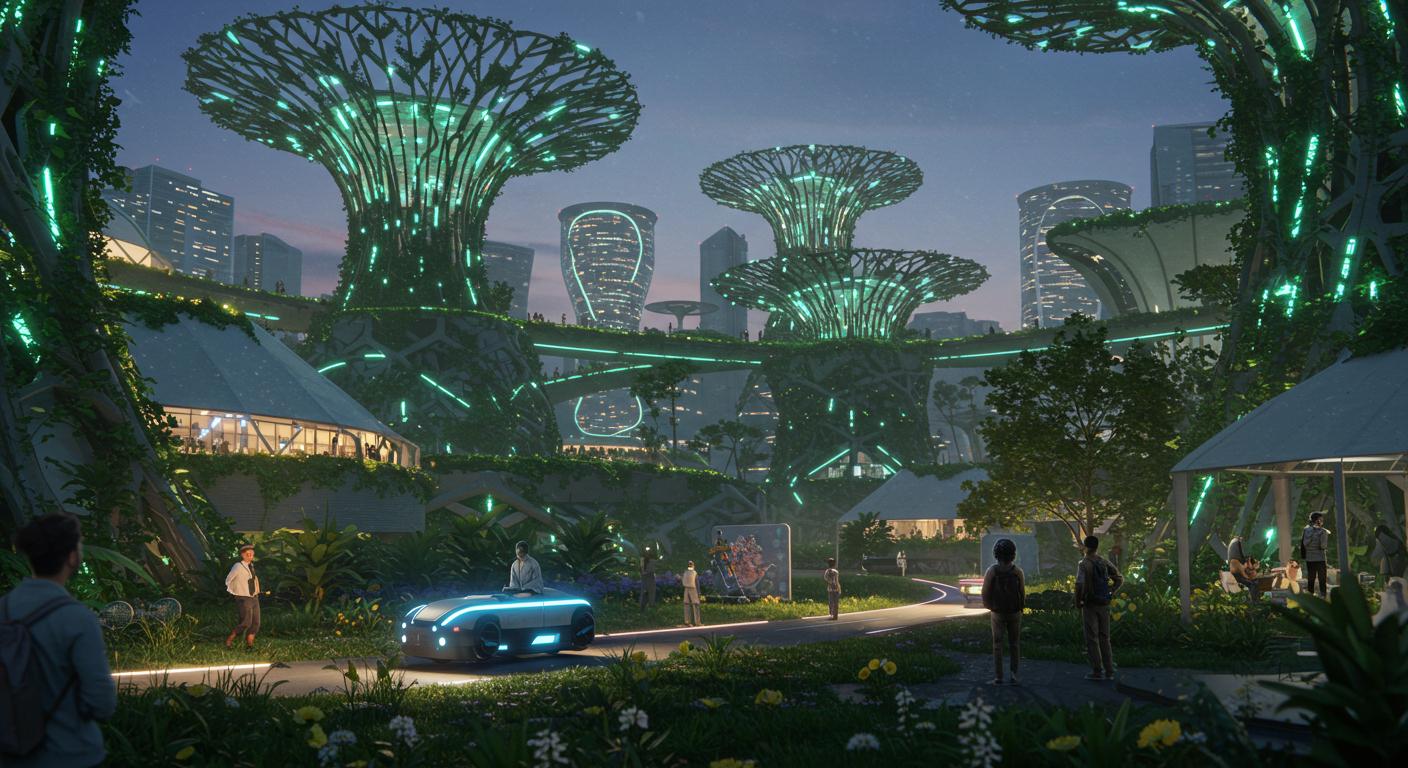 (реалистичная фотография) (Не используй текст и буквы на изображении) : 3d печать, Напечатанные города будущего