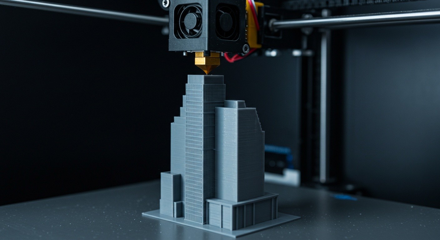 (реалистичная фотография) (Не используй текст и буквы на изображении) : 3d печать, Как напечатать небоскреб
