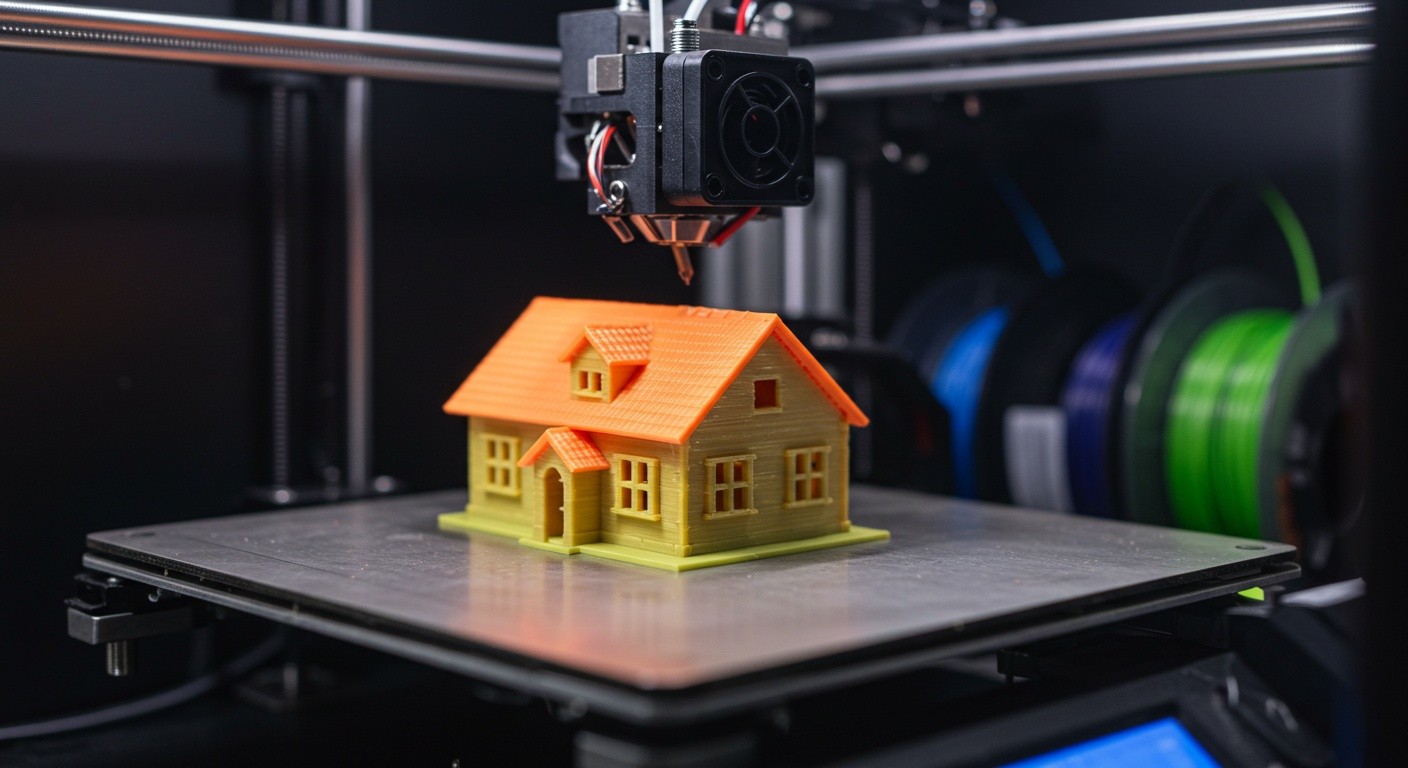 Миниатюрный дом, напечатанный на 3D-принтере