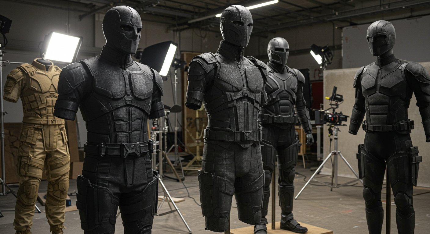 (реалистичная фотография) (Не используй текст и буквы на изображении) : 3d печать, Напечатанные костюмы для фильмов
